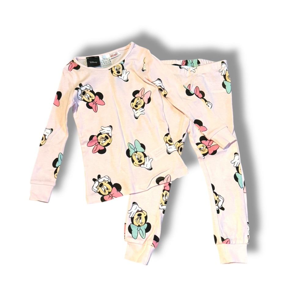 Disney x Zara Minnie Mouse Light Pink Girls' Pajama Set Sz 3 Yrs Shirt & Pants